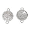 Picture of Brass Connectors Findings Round Platinum Plated Pave Clear Cubic Zirconia 11mm( 3/8") x 8mm( 3/8"), 1 Piece                                                                                                                                                   