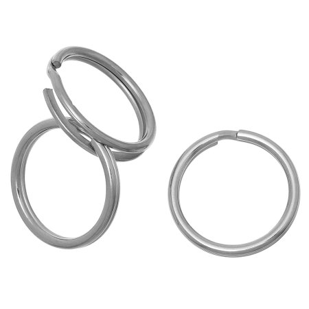 Picture of 304 Stainless Steel Keychain & Keyring Circle Ring Silver Tone 25mm(1") Dia, 20 PCs