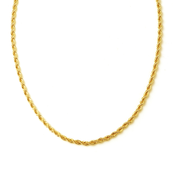 Picture of Brass Necklace Braided Rope Chain 18K Real Gold Plated 47.2cm(18 5/8") long, 1 Piece                                                                                                                                                                          