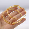 Imagen de Latón Brazalete Ronda 18K Oro Real Chapado Ajustable 19cm longitud, 2 Unidades