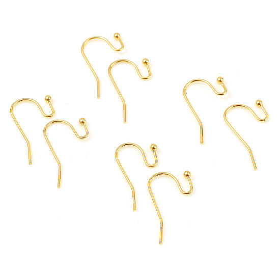 Immagine di Ottone Ganci per Orecchini 18K Vero Oro Placcato 22mm x 11mm, Dimensione di Posta / Cavo: (20 misura), 20 Pz