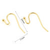 Picture of Brass Ear Wire Hooks Earring 18K Real Gold Plated 22mm x 11mm, Post/ Wire Size: (20 gauge), 20 PCs