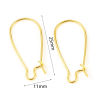 Picture of Brass Hoop Earrings 18K Real Gold Plated U-shaped W/ Loop 25mm x 11mm, Post/ Wire Size: (21 gauge), 10 PCs