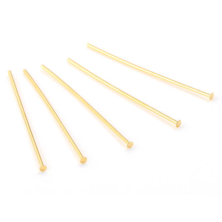 Picture of Brass Head Pins 18K Real Gold Plated Plating 26mm(1") long, Needle Size:0.6mm,50 PCs