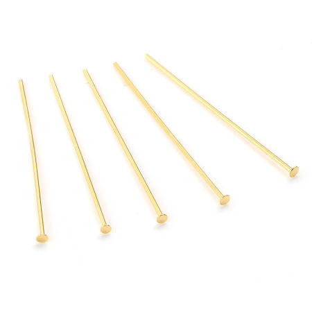 Picture of Brass Head Pins 18K Real Gold Plated Plating 25mm(1") long, Needle Size:0.5mm,50 PCs