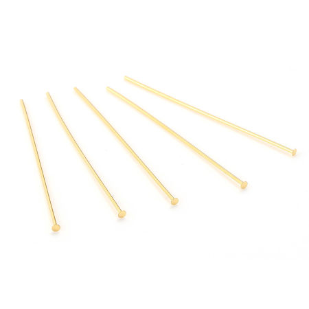 Picture of Brass Head Pins 18K Real Gold Plated Plating 3cm(1 1/8") long, Needle Size:0.6mm,50 PCs