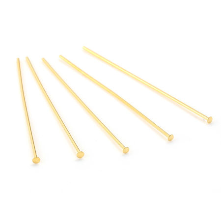 Picture of Brass Head Pins 18K Real Gold Plated Plating 4cm(1 5/8") long, Needle Size:0.7mm,50 PCs