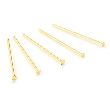 Picture of Brass Head Pins 18K Real Gold Plated Plating 20mm( 6/8") long, Needle Size:0.7mm,50 PCs