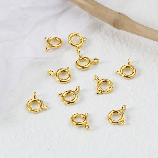 Picture of Brass Spring Ring Clasps Gold Filled Round 10mm x 8mm, 5 PCs