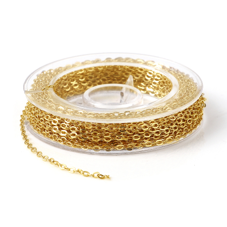 Latón Cable Cadena Cruz Accesorios Lleno de oro 2.2x1.6mm, 1 M