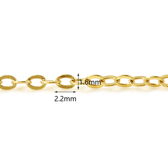 Bild von Messing Gliederkette Kette Findings Gold gefüllt 2.2x1.6mm, 1 Meter