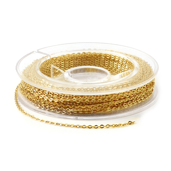 Bild von Messing Gliederkette Kette Findings Gold gefüllt 1.5x1.2mm, 1 Meter