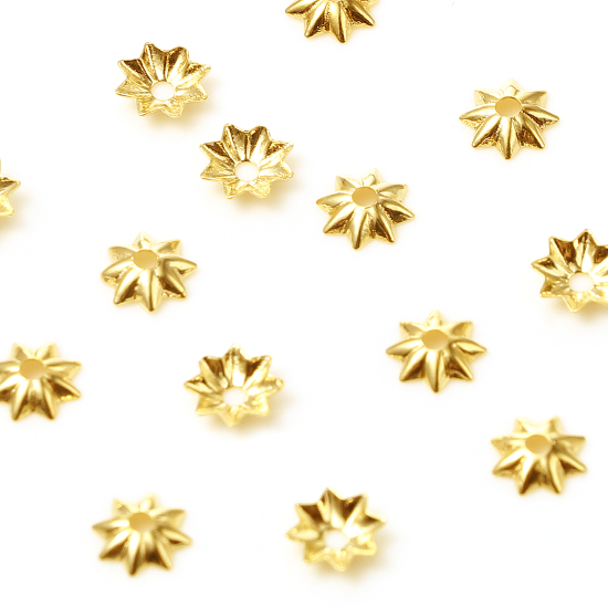 Picture of Brass Beads Caps Gold Filled Star (Fit Beads Size: 6mm Dia.) 5mm x 5mm, 5 PCs