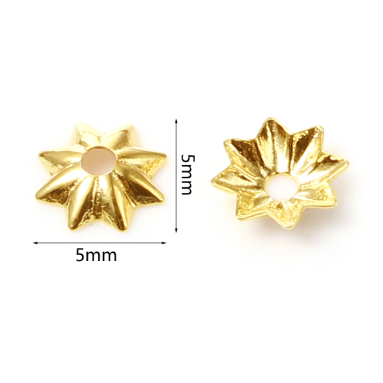 Picture of Brass Beads Caps Gold Filled Star (Fit Beads Size: 6mm Dia.) 5mm x 5mm, 5 PCs