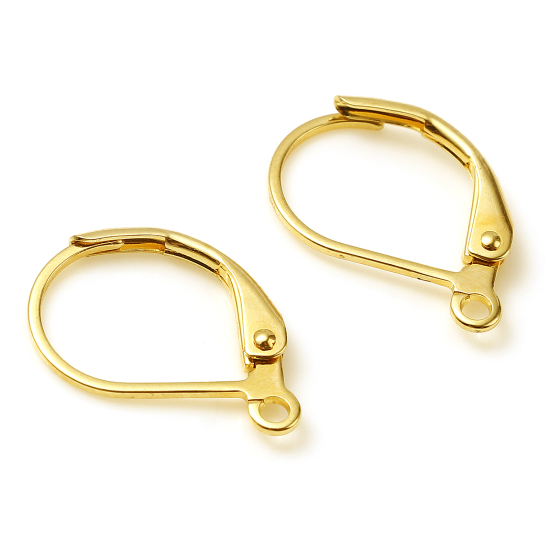 Picture of Brass Hoop Earrings Gold Filled Oval W/ Loop 16mm x 10mm, Post/ Wire Size: (21 gauge), 2 PCs