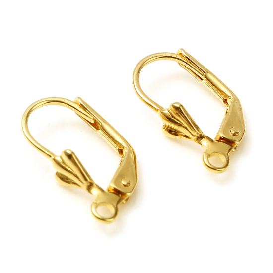 Picture of Brass Hoop Earrings Gold Filled Oval W/ Loop 15mm x 9mm, Post/ Wire Size: (21 gauge), 2 PCs