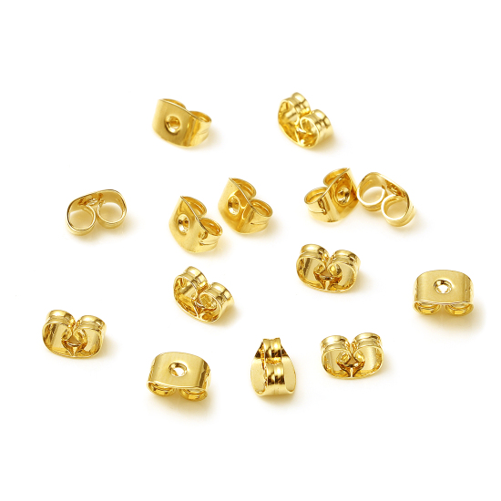 Bild von Messing Ohrring Ohrstecker Gold gefüllt 6mm x 5mm, 10 Stück