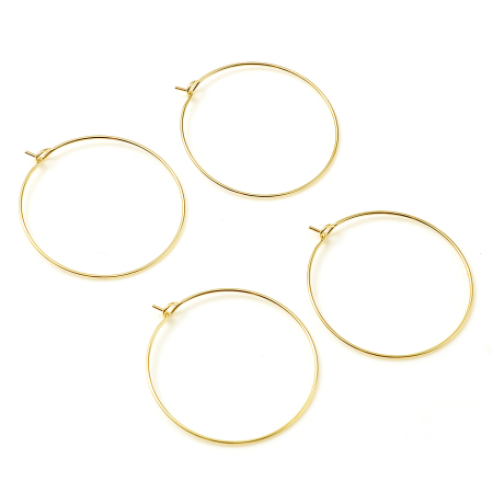 Picture of Brass Hoop Earrings Gold Filled Circle Ring 30mm Dia, Post/ Wire Size: (21 gauge), 2 PCs