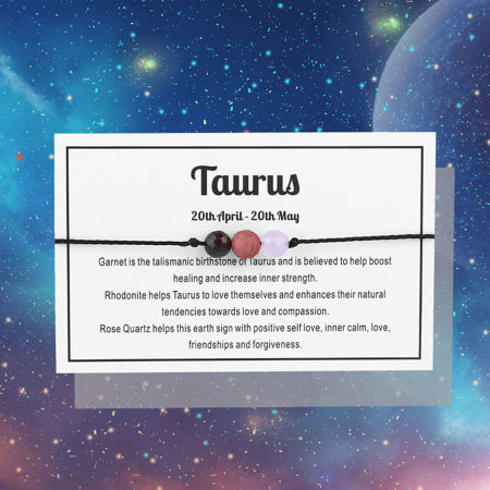 Picture of Gemstone Adjustable Braided Bracelets Taurus Sign Of Zodiac Constellations 30cm(11 6/8") long, 1 Piece