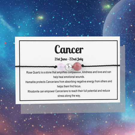 Picture of Gemstone Adjustable Braided Bracelets Cancer Sign Of Zodiac Constellations 30cm(11 6/8") long, 1 Piece