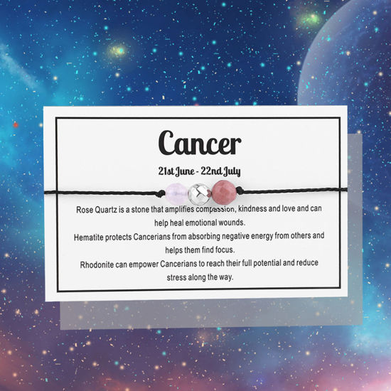 Изображение Полудрагоценный Камень Плетеные браслеты Созвездие Рак (созвездие) Регулируемый 30см длина, 1 ШТ