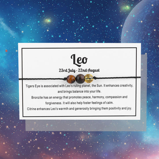 Изображение Полудрагоценный Камень Плетеные браслеты Созвездие Льв Регулируемый 30см длина, 1 ШТ