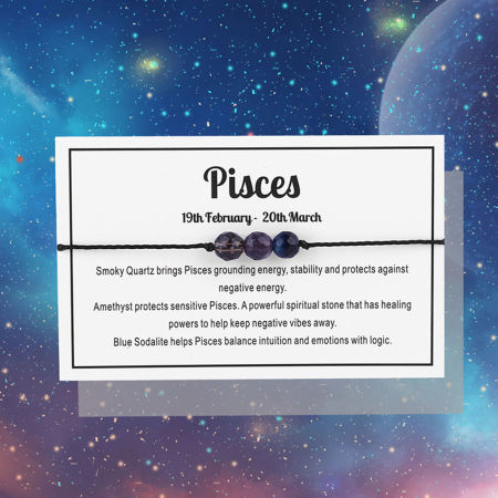 Picture of Gemstone Adjustable Braided Bracelets Pisces Sign Of Zodiac Constellations 30cm(11 6/8") long, 1 Piece