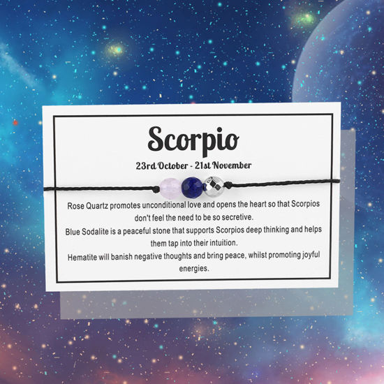 Изображение Полудрагоценный Камень Плетеные браслеты Созвездие Скорпион Регулируемый 30см длина, 1 ШТ