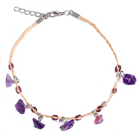 Picture of Amethyst Boho Chic Bohemia Anklet Purple Chip Beads 22cm(8 5/8") long, 1 Piece