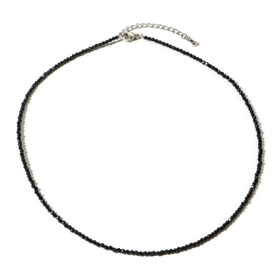 Изображение 1 ШТ (Сорт A) Шпинель ( Природный ) Ожерелье из бисера Черный Круглые Шлифованный 41см длина