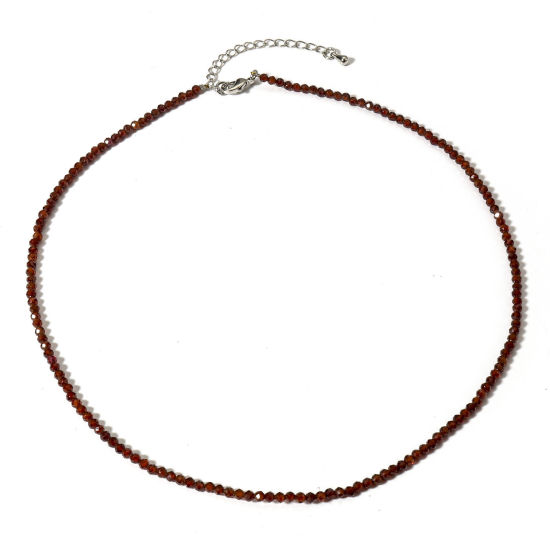 Image de 1 Pièce (Classement A) Collier Perlé en Grenat ( Naturel ) Brun Foncé Rond A Facettes 41cm long