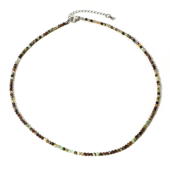 Изображение 1 ШТ (Сорт A) Цаворит ( Природный ) Ожерелье из бисера Разноцветный Круглые Шлифованный 41см длина