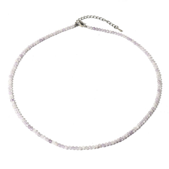 Изображение 1 ШТ (Сорт A) Нефрит ( Природный ) Ожерелье из бисера Лиловый Круглые Шлифованный 41см длина