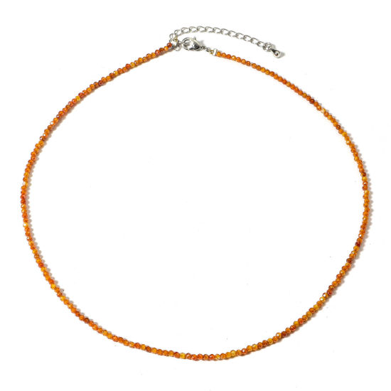Изображение 1 ШТ (Сорт A) Искусственный Циркон ( Природный ) Ожерелье из бисера Оранжевый Круглые Шлифованный 41см длина