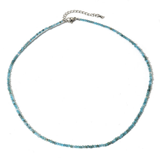 Изображение 1 ШТ (Сорт A) апатит ( Природный ) Ожерелье из бисера Болотный Круглые Шлифованный 41см длина