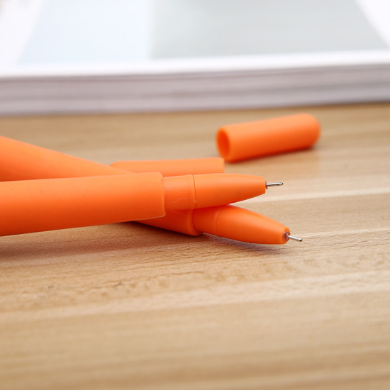 Image de Stylo Roller en Plastique Orange Carotte Lapins 15cm, 3 Pièces