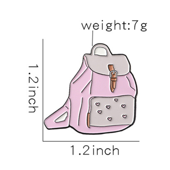 Picture of Pin Brooches School bag Pink 30mm x 30mm, 1 Piece