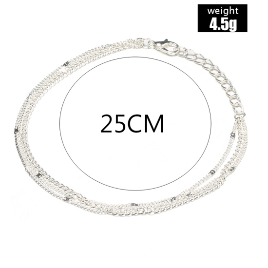 Picture of Multilayer Layered Anklet Silver Tone 25cm(9 7/8") long, 1 Piece