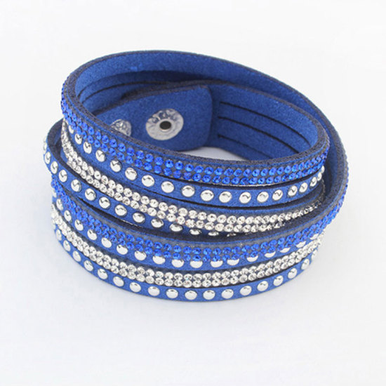Image de Bracelets Tressés Slake en Velours Bleu Rond 39.6cm x1.9cm, 1 Pièce