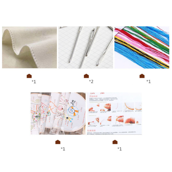 Picture of Cotton DIY Hand Embroidery Package Round Multicolor 15cm(5 7/8") Dia, 1 Set