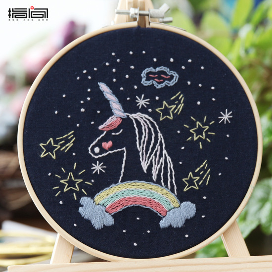 Picture of Cotton DIY Hand Embroidery Package Round Multicolor Horse 15cm(5 7/8") Dia, 1 Set