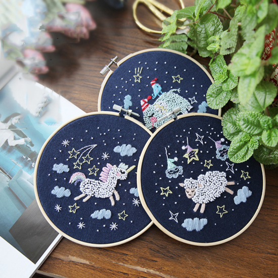 Picture of Cotton DIY Hand Embroidery Package Round Multicolor Horse 15cm(5 7/8") Dia, 1 Set