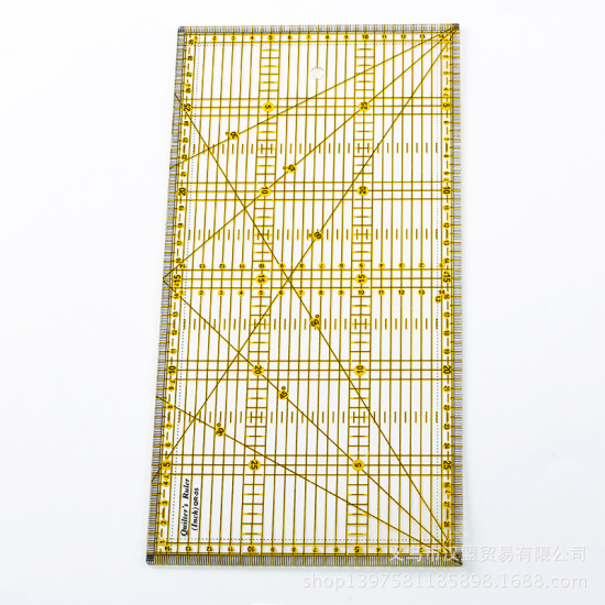 Picture of Plastic Quilting Sewing Patchwork Ruler Tool Rectangle Yellow 30cm x 15cm, 1 Piece