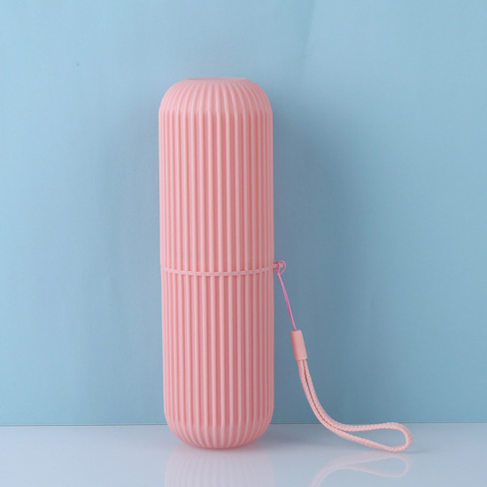 Picture of PP Toothbrush Holder Case Tube Cylinder Pink 19.5cm x 3cm, 1 Piece