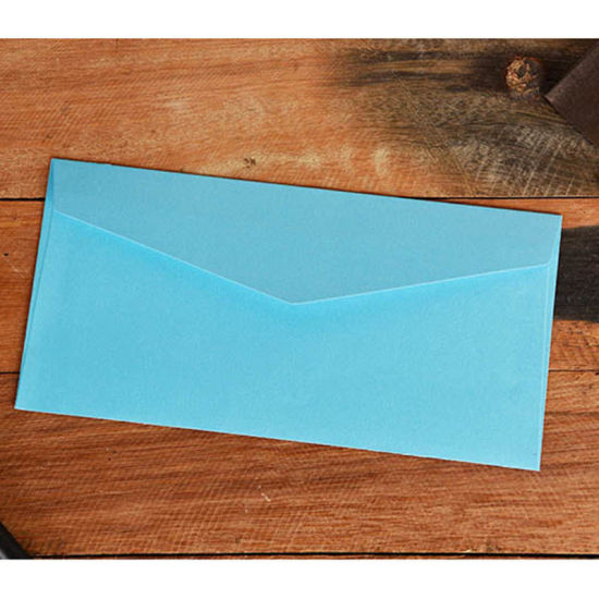 Bild von Papier Briefumschlag Rechteck Blau 22cm x 11cm, 10 Stück