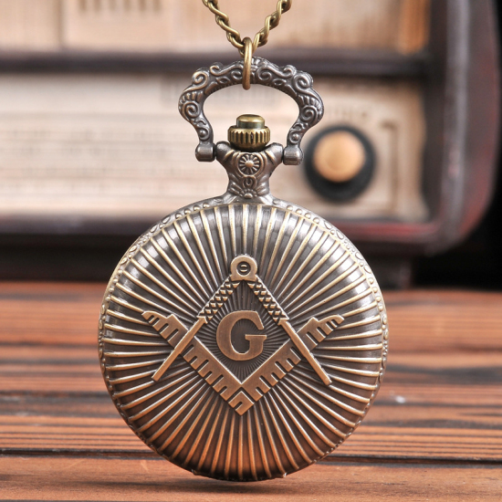 Bild von Taschenuhr Uhr (inkl. Batterie) Rund Bronzefarbe Anfangsbuchstabe/ Großbuchstabe Muster 1 Stück