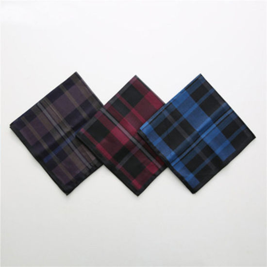 Picture of Cotton Men's Handkerchief Square Grid Checker Mixed Color 43cm x 43cm, 6 PCs