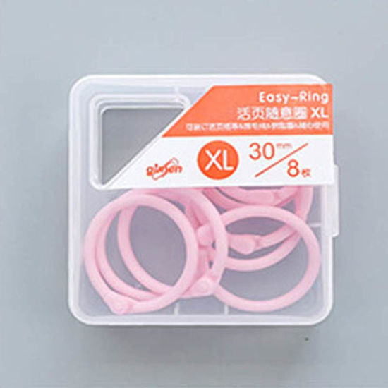 Picture of DIY Binder Circle Ring Light Pink 32mm x 30mm, 1 Box ( 8 PCs/Box)