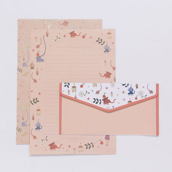 Image de Papier Enveloppe Rectangle Fleurs Rose Clair 20.8cm x 14.1cm 16.4cm x 8.5cm, 1 Kit