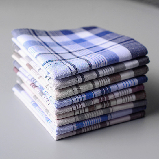 Picture of Cotton Men's Handkerchief Square Grid Checker At Random Color 38cm x 38cm, 1 Piece